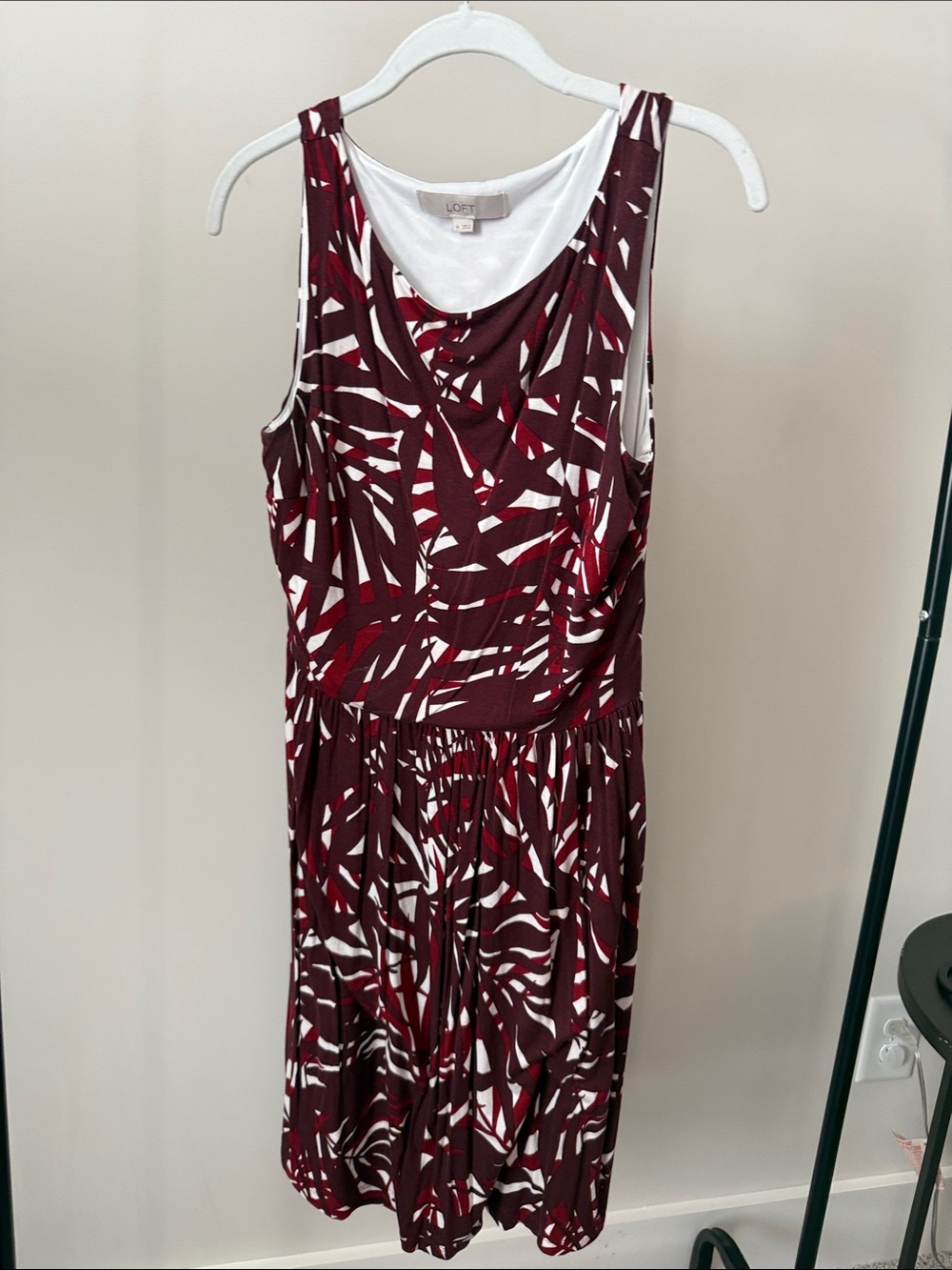 LOFT Red Palm Print Dress